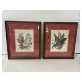 Lot of 2 vintage framed floral prints