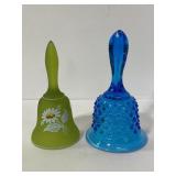 Pair of vintage colored glass bells