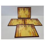 Set of 4 Egyptian print large coasters