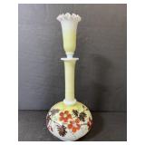 Vintage yellow ombrè decanter w/ painted flowers