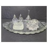 Glass tray with assorted items