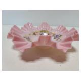 Victorian art glass ruffle bowl