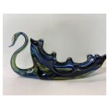 Large vintage art glass swan planter