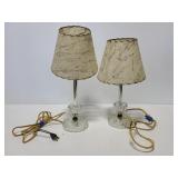 Pair of glass boudoir lamps