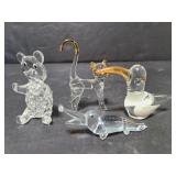 Four tiny art glass animals