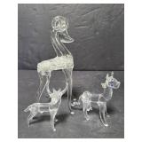Three art glass animals with horns