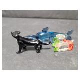 Three vintage art glass animals