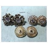 Trio of vintage clip on earrings