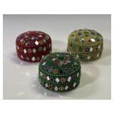 Vintage round jeweled box trio