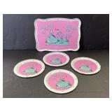 Vintage 1950s child tray & plate set