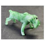 Vintage green slag glass bulldog