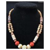 Les Bernard carved stone necklace