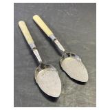 2 vintage Bakelite handle silverplate jam spoons