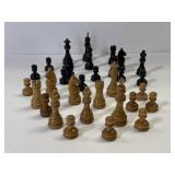 Lot of 32 vintage wooden chess pieces