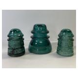Lot of 3 blue glass insulators