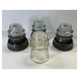 Lot of 4 Hemingray glass insulators