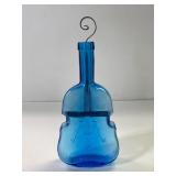1940s blue glass violin wall pocket vase