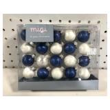 Set of 20 glass mini ornaments, blue & white
