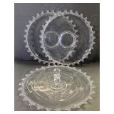 Lot of 3 Lariat pressed glass trays by Heisey