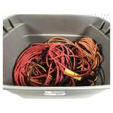 Tub of assorted extension cords