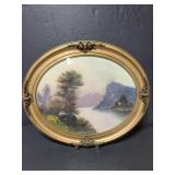 Old chalk painting in gold toned frame