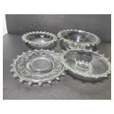 Swirl edge glass bowls and plate