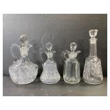 Lot of 4 pressed crystal & glass cruets
