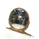 Antique round Art Deco dresser mirror w/ clock