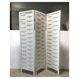 White wooden 3-panel room divider screen