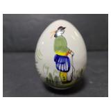 Ceramic painted egg w/ man, France