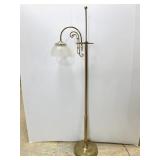 Vintage brass floor lamp with glass shade