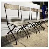Set of 4 metal & teakwood patio chairs