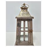 Wood and metal candle lantern