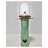 Ceramic and metal dragonfly bird feeder