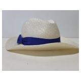Blue ribbon woven hat