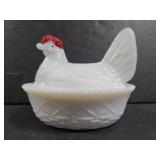 Westmoreland milk glass hen nest covered dish