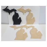 Four Michigan wood cutouts