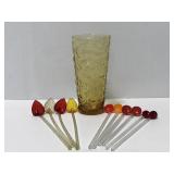 Cocktail glass with 10 stir straws