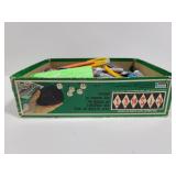 Box of pens, pencils and markers