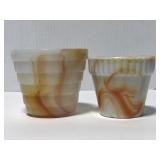 Akro Agate Co. small orange swirl flower pots
