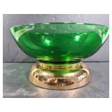 Art deco style green glass bowl
