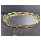 Oval vintage vanity mirror tray