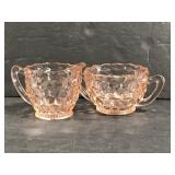Jeannette glass cubist pattern creamer & sugar