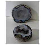 Pair of natural periwinkle geodes