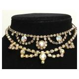 Pair of vintage warm rhinestone necklaces
