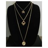 Long three strand pendant necklace