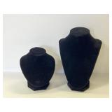 Pair of black velvet necklace display stands
