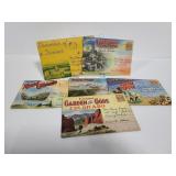 Six vintage accordion-style postcard sets