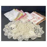 Lot of vintage embroidered hankies & doilies
