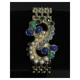 Blue & green jeweled bracelet